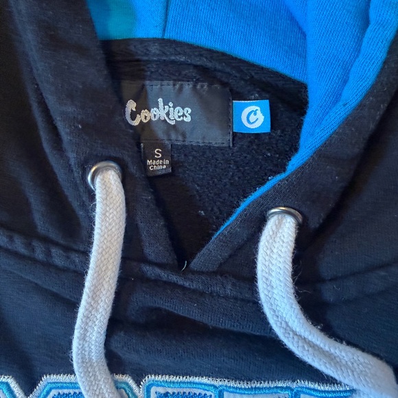 Cookies Double Up Black Blue Fleece Hoodie Mens S Sweatshirt Stitched Logo - Picture 4 of 8